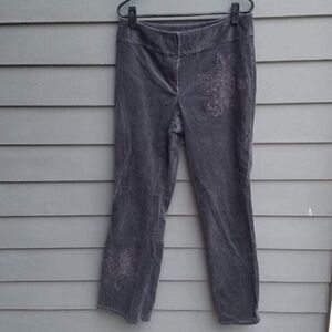 I E Relaxed Cords in Dark Gray/Black  Embellished Front Size 10